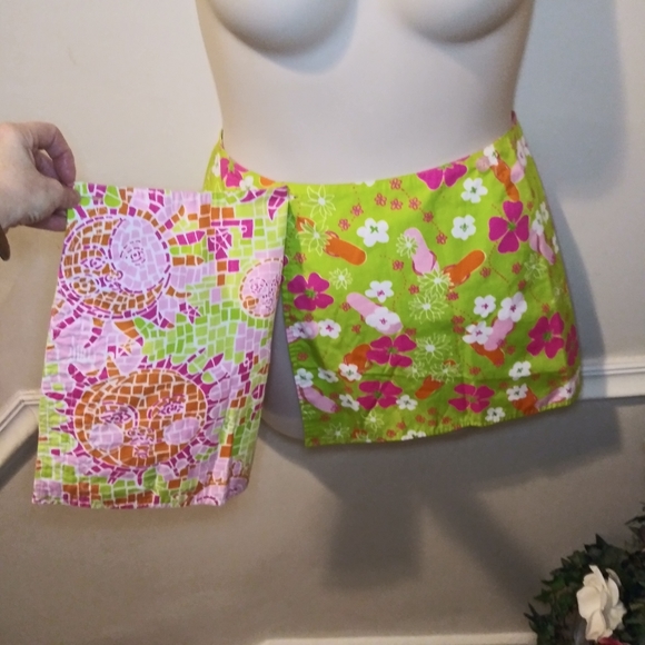Lilly Pulitzer Rare Vintage Lime Pink Flip-Flop/Mosaic Sun Reversible Wrap Skirt - Picture 10 of 12